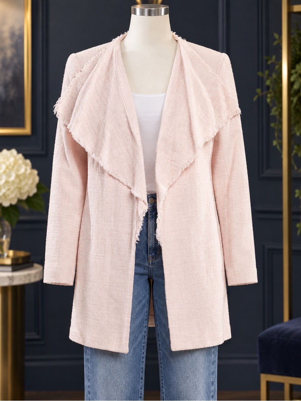 Karl Lagerfeld Paris Light Pink Open-Front Draped Women's Coat NWT medium